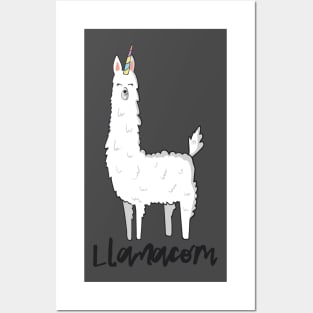 Llamacorn, Funny Llama With Unicorn Horn T Shirt Posters and Art